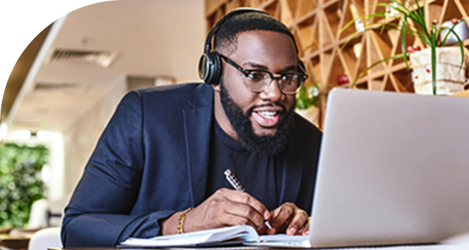 man on computer